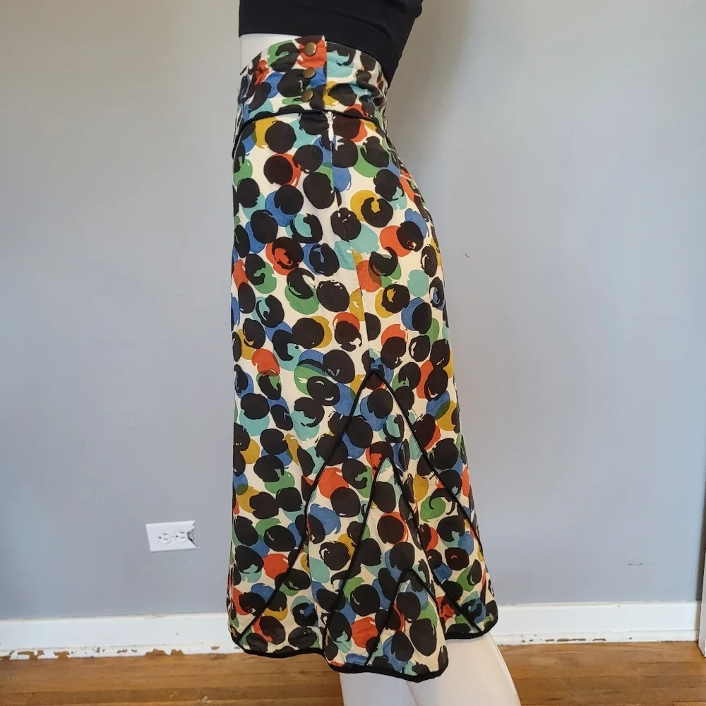 Anthropologie Edme & Esyllte Watercolor Polka Dot Skirt, VGUC, Size 10 - Picture 7 of 11